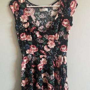Abercrombie & Fitch Black Dress with Pink & Green Floral Print